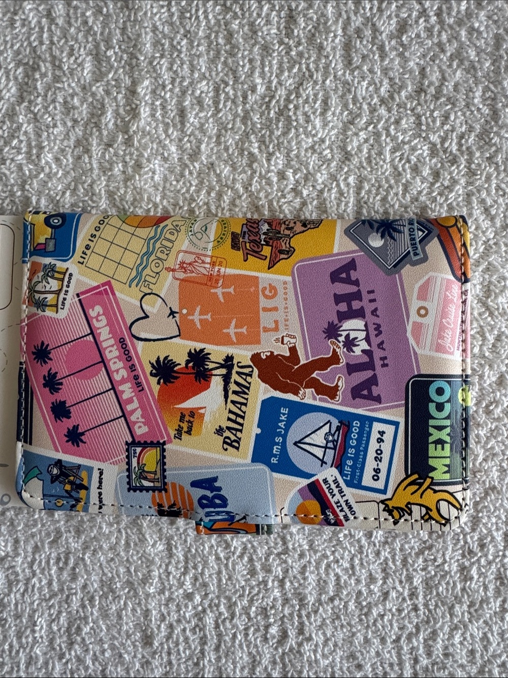 Life Is Good Travel Passport Wallet Multicolor Sticker Collage - Picture 6 of 14